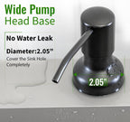 Soap Dispenser for Kitchen Sink, Kitchen Sink Soap Dispenser with 17 OZ Bottle, Refill from The Top Bar, Longer Threaded Shaft Shank, Wide Pump Head Base (Black)