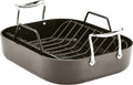 All-Clad Essentials Hard Anodized Nonstick Roaster with Rack 11x14 Inch Oven Broiler Safe 500F Roaster Pan, Pots and Pans, Cookware Black