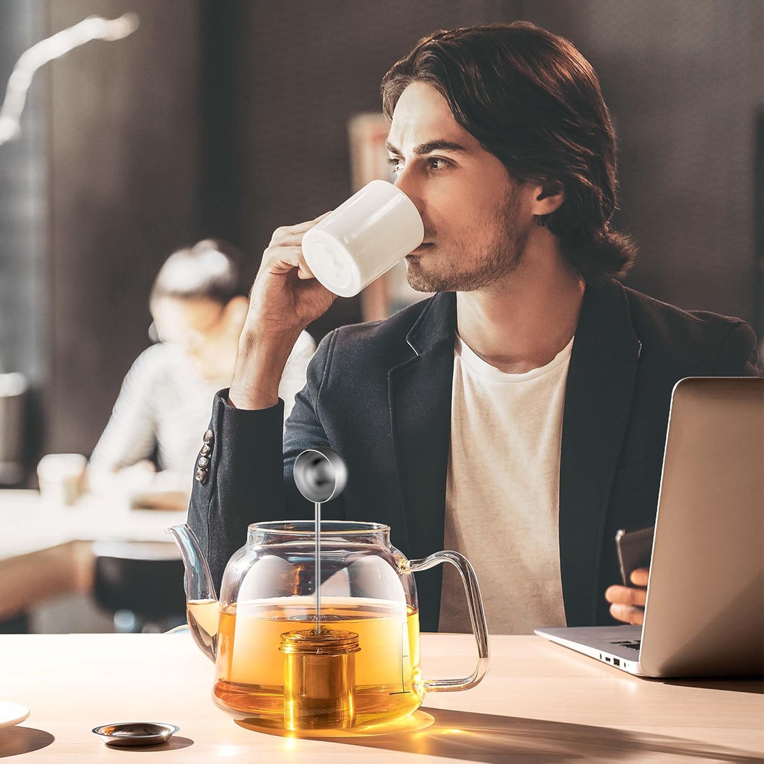 House Again 2 Pack 2 IN 1 Tea Infuser for Loose Tea, Ultra Fine Mesh Tea Ball Strainer with Spoon, Updated 304 Stainless Steel, Loose leaf Tea Steeper, Perfect for Loose Tea, Herbal Tea, Teabag