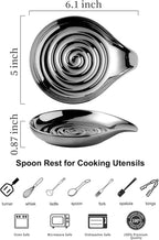 LAUCHUH Spoon Rest for Stove Top Ceramic Cooking Spoon Holder for Kitchen Countertop Large Ladle Holder for Spatula, Spoons or Tong, Farmhouse Decor, Christmas, 5 inches, Sliver