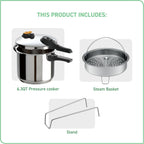 T-fal Ultimate Stainless Steel Pressure Cooker 6.3 Quart, Induction Compatible, Secure Locking Lid, Safe & Easy to Use, Cookware, Pots and Pans, Kitchen, Dishwasher Safe, Silver