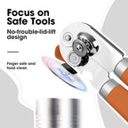 Beneno Can Opener Manual with Magnet, Hand Held Heavy Duty Can Opener with Durable Sharp Blade Smooth Edge, Big Effort-Saving Knob, Soft Grip Rubber Handle, Multifunctional Bottle Opener, Orange