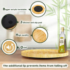 Lazy Susan Organizer, 13.2 Inch Non-Skid Bamboo Lazy Susan for Kitchen Table cabinets Closets and Kitchen Islands, Wood Turntable for Kitchen Countertop Organizer