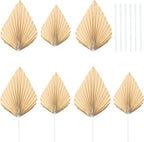 Gyufise 6Pcs Paper Palm Fan Cake Toppers Palm Leaf Fan Cake Topper Palm Spear Leaf Cupcake Toppers Cake Insert Decoration For Cake Decorating Diy Craft Project Home Wedding Party Supplies Beige