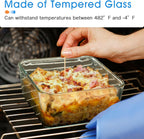 NUTRIUPS 2.6QT Square Glass Baking Dish with Lid, 8×8 inches Deep Square Baking Dish with Lid, Glass Baking Dishes for Oven