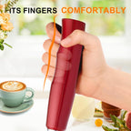 YUSWKO Red Milk Frother Handheld with 3 Heads, Coffee Whisk Foam Mixer with USB Rechargeable 3 Speeds, Electric Mini Hand Hand Frother for Latte, Cappuccino, Hot Chocolate, Egg