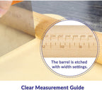Geesta Adjustable Wood Rolling Pin with 5 Thickness Rings, Precise Dough Roller Handle Press Design with Measurement Guide for Baking Fondant, Pie Crust, Cookie, Pastry - Baking Essential