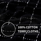 Homaxy 100% Cotton Terry Kitchen Towels(Navy+Grey+Black, 13 x 28 inches), Checkered Designed, Soft and Super Absorbent Dish Towels, 6 Pack