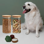 1.5 Qt Round Glass Storage Containers with Lids, Clear Food Storage Container Jar with Sealing Bamboo Lid for Noodles Flour Cereal Rice Sugar Tea Coffee Beans, Round Set of 3