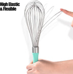 18/8 Stainless Steel Balloon Whisk, Doosu Kitchen Whisk for Cooking Handheld Egg Beater with Rust-Proof Sturdy Wires & Non-Slip Silicone Handle for Beating, Stirring, Blending (12 Wires, Aqua Sky)
