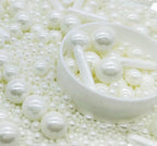 White Sprinkles Candy Mix Size Edible Pearls Cake Decorations Cupcake Toppers Cookie Decorating Perfect for Wedding Party Valentine Halloween Christmas Supplies 4.58OZ
