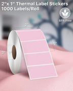 iEager 2x1 Inch Thermal Labels, Pink Rectangle Thermal Printer Stickers, Durable Shipping Label Printer Sticker for Barcode, Name, Address, 1000 Labels/Roll
