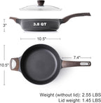 SENSARTE Nonstick Frying Pan Skillet with Lid, 10.5 Inch Deep Frying Pan, 3.8 Qt Non Stick Saute Pan with Cover, Induction Pan, Healthy Non Toxic Cooking Pan with Helper Handle, PFOA PFOS Free