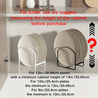 2 Pack Kitchen Plate Holder Organizer for Cabinet Space Saver Dinner Dish Storage Rack Upright Dish Drying Racks Metal Plate Dish Racks Stand for Cupboard and Countertop Rustproof Large White