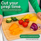 GREENER CHEF 15 Inch Bamboo Cutting Board with Lifetime Replacements - Medium Wooden Chopping Board for Kitchen, Butcher Block, Meat, Vegetables, Charcuterie and Cheese Board