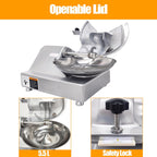TECHTONGDA 110V Commercial Food Processor Electric Food Cutter Meat Vegetable Chopper Grinder Machine with 5.5L Capacity for Vegetables Fruits Meat Grains Peanut Ginger Garlic