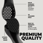 Zulay Kitchen Large Premium Garlic Press Set – Rust Proof & Dishwasher Safe, Bigger Bowl Garlic Mincer Tool with Silicone Garlic Peeler & Brush, Easy Squeeze & Clean, Ergonomic Handle - Black