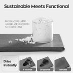 2PCS 10"x 5" Large Bathroom Sink Vanity Trays, Water Absorbing Diatomite Stone Quick Drying Mat for Kitchen Counter, Dish Rack Dispensers Sponge Holder Caddy Organizer, Dark Gray,