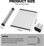 NEZUIBAN Dish Drying Rack with Roll Up and Over Sink for Kitchen,20.5"x13.8",Black