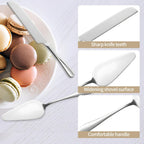 Silver Cake Cutting Set for Wedding, Premium Stainless Steel Cake Knife, Premium Cake Cutter set is Great for Birthdays, Anniversary Parties, and Christmas.Perfect for any celebration