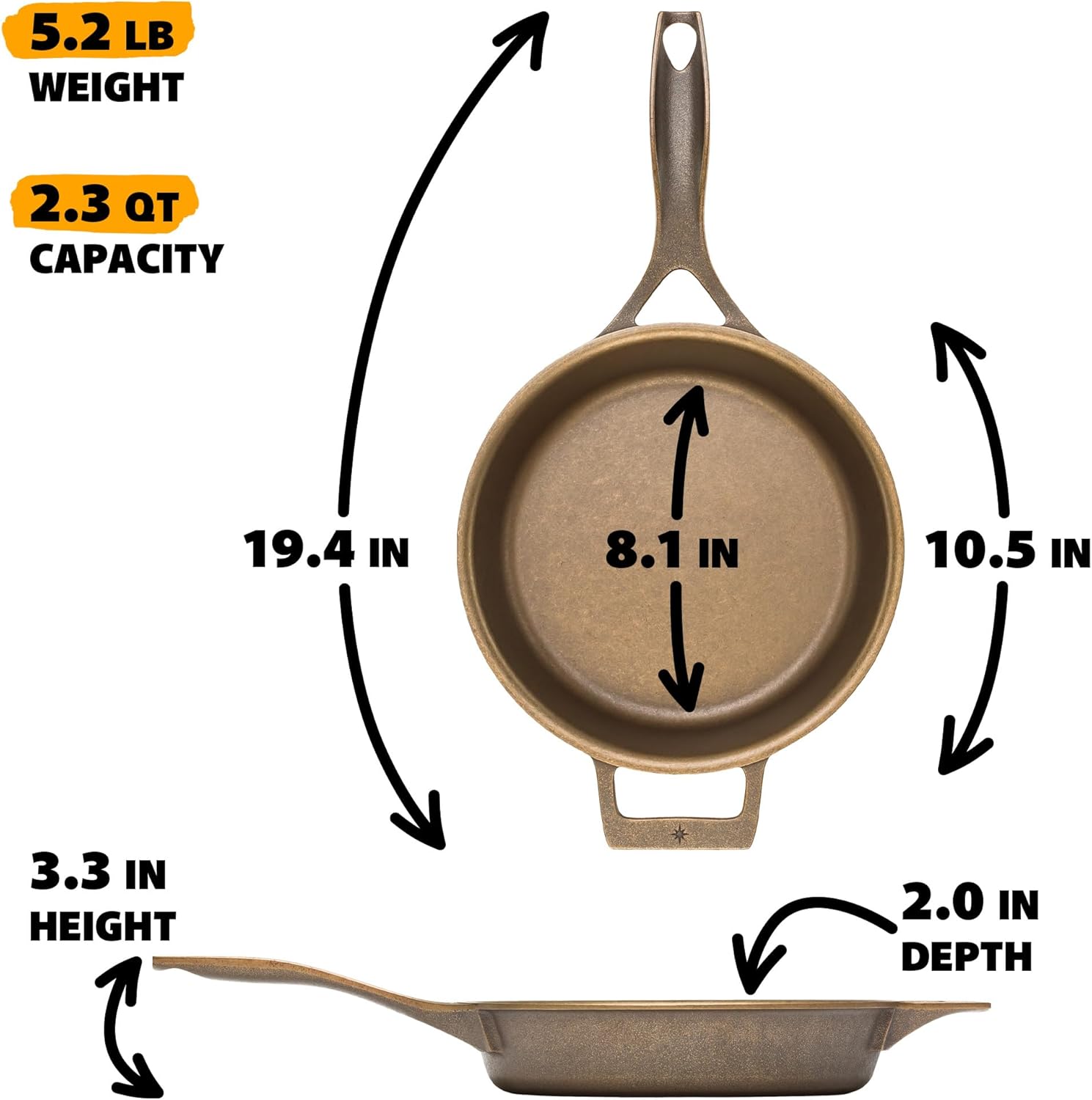 Stargazer 10.5-Inch Cast Iron Skillet | Made in USA, Seasoned, Premium Frying Pan for Grilling, Searing, Baking & More – Durable Cast Iron with Smooth Cooking Surface