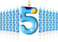 13PCS Blue Dog Paw Birthday Candles Set Cake Topper Numeral Birthday Candles for Boy Girl Dog Paw Decoration(Number 5)