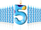 13PCS Blue Dog Paw Birthday Candles Set Cake Topper Numeral Birthday Candles for Boy Girl Dog Paw Decoration(Number 5)