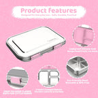 Stainless Steel Lunch Box 1000ml - 3 Compartment Bento Box for Kids & Adults, Leakproof Food Container, BPA-Free Metal Lunch Box with Silicone Seal, Eco-Friendly/Dishwasher Safe (Pink)