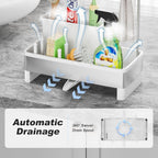 Stainless Steel Sink Caddy, Sponge Holder for Kitchen Sink with Brush Holder & Dishcloth Rack, Rustproof Sink Organizer Countertop, Kitchen Organizers Storage Essentials (E-White)