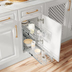 ROOMTEC Individual Pull Out Cabinet Organizer (5½"W x 21½"D), 2 Tier Spice Rack Organizer for Cabinet, Slide Out Drawer Pantry Shelf Organization and Storage for Kitchen Bathroom