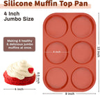 JOERSH Silicone Egg Mold Non-Stick 4 Inch Jumbo Size Muffin Top Pan, Large Round Silicone Molds for Baking Hamburger Bun, Egg Bites, Breakfast Sandwiches, Pancakes