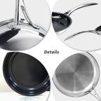 12" Nonstick Ceramic Frying Pan with Lid - PFOA & PTFE-Free, Oven & Broiler-Safe - Thick 2.5mm Four-Layer Construction, Anti-Scalding Handle for All Stovetops (Induction/Gas etc)