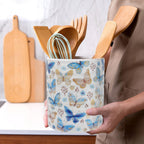 Kitchen Utensil Holder,7.2″Extra Large Stable Pattern Ceramic Utensil Crock,Utensil Organizer for Countertop,Kitchen Decor,Utensil Holder for Housewarming,Wedding Gift (Butterfly)