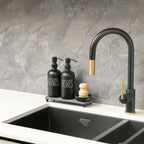 MOMEEMO Matte Black Soap Dispenser Set Comes with Stainless Steel Pumps, Instant Dry Tray, and Dish Scrub Brush, Suitable for Matte Black Kitchen Accessories. (Black)