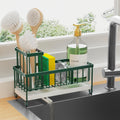 Cisily Sponge Holder for Kitchen Sink, Sink Caddy Organizer with High Brush Holder, Countertop Organizers and Storage Rustproof 304 Stainless Steel, Dark Green Kitchen Decor and Accessories