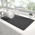 Rnivvi Dish Drying Mat for Kitchen Counter, XL 15 x 24" Super Absorbent Drainer Pad Easy Clean Dish Rack Pad, Non-Slip Heat Resistant Coffee Bar Mats for Coffee Machine Station Accessories Decor, Gray
