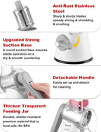 Geedel Rotary Cheese Grater Cheese Shredder - Upgraded 5-in-1 Cheese Grater with Handle and Strong Suction Base, Multi-purpose Vegetable Slicer Ice Shaver Nuts Grinder for Ice, Vegetables, Fruit, Nuts