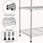 1250 lbs 5 Tier Shelf Metal Storage Shelves Wire Rack Closet Organizers with Wheel for Garage Kitchen Bathroom Laundry Chrome 13.7" D x 23.6" W x 62.4" H