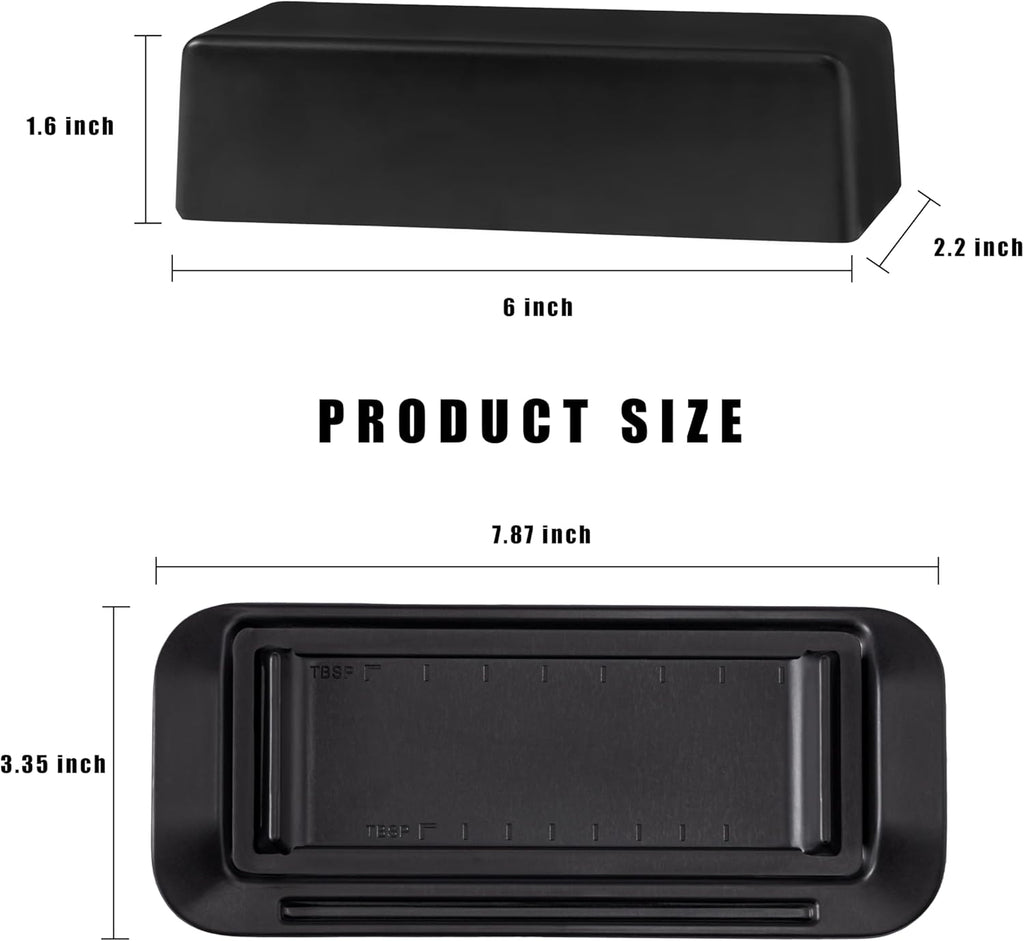 Butter Dish with Lid for Countertop, Butter Dish with Knife, Butter Keeper for Kitchen or Fridge, Bamboo Fiber Butter Tray, Butter Holder for 1 Stick Butter, BPA-free, Dishwasher Safe(Black)