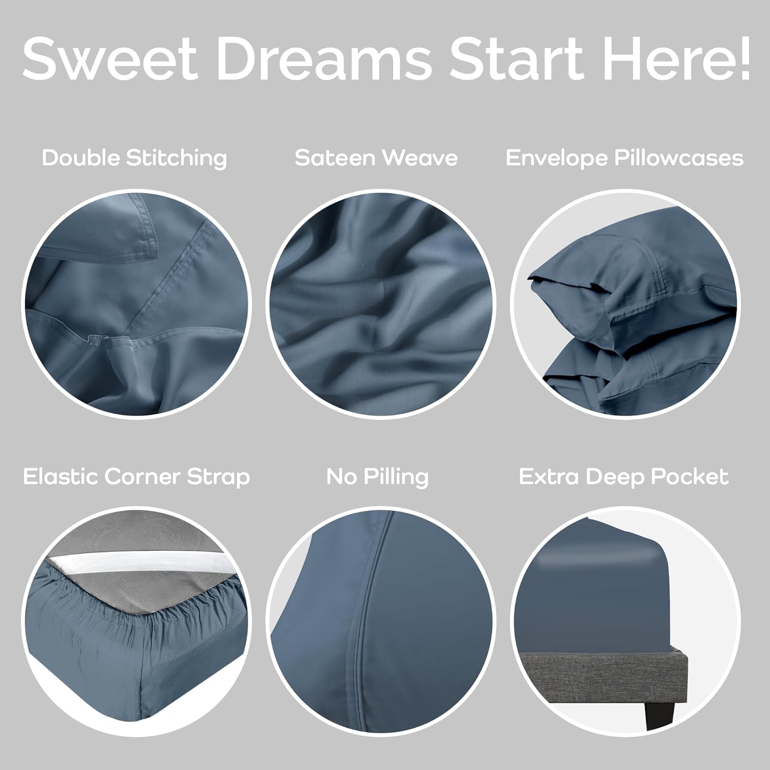 100% Viscose from Bamboo Sheets California King Size, Super Soft Bedding Set, 4PC Cooling Sheets for Hot Sleepers, Vegan Silk Moisture Wicking, Organically Grown Bedsheet, Storm - 72" x 84"