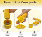 Corn Peeler for Corn on the Cob, Peelers for Kitchen with Ultra-Sharp Stainless Steel Serrated Blades & Ergonomics Corn-Shaped Comfort Grip, 2 Packs