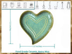 Ceramic Spoon Rest for Stove Top, Heart Cute Spoon Rest for Kitchen Counter, Cooking Spoon Holder for Kitchen Counter, Utensil Rest Spatula Rest Ladle Holder Tong Rest (Retro Mist Green)