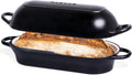 Enamelled Cast Iron Bread Loaf Pot – Dutch Oven For Sourdough Bread Baking – Oven Safe Non Stick Bread Pot – Rectangular, Black, 34cm x 16cm – by Nuovva