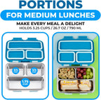 Stainless Steel Heavy Duty Bento Box Lunch Container for Older Kids, Teens, Adults with Removable Tray, Leakproof Silicone Seals, BPA Free 26 oz/790 mL (Blue)