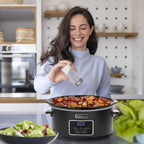 HOMECOOKIN 8 Quart Programmable Slow Cooker, Kitchen Appliances, Perfect Kitchen Small Appliance for Family Dinners, Black Stainless Steel
