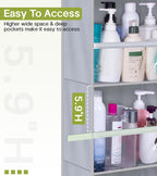 AOODA Over the Door Organizer, Large Capacity Closet Door Hanging Organizer, Clear Deep Pockets Baby Storage for Nursery, Bathroom, Bedroom, Pantry, Diapers (Grey)