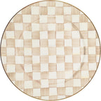 MACKENZIE-CHILDS Enamel Serving Platter, Decorative Serving Platter for Food, 16 Inches, Brown-and-White Mocha Check