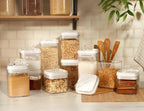 Felli Flip Tite Food Storage Container with Scoop & Lid 5" LARGE Airtight Ring Top, Acrylic Canister Jar for Sugar Flour Baking Powder Protein Rice Pasta Kitchen Organizer Gift Set (10pk, Variety)