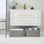 TheWarmHome Large Storage Bins Basket, 2 Pack Grey Fabric Storage Cubes for Changing Table Nursery Livingroom Kidsroom Playroom Toy, Collapsible Storage Baskets for organizing Shelves Closet
