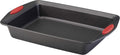 Rachael Ray Yum-o! Nonstick Baking Pan With Grips/ Nonstick Cake Pan with Grips, Rectangle - 9 Inch x 13 Inch, Gray with Red Grips